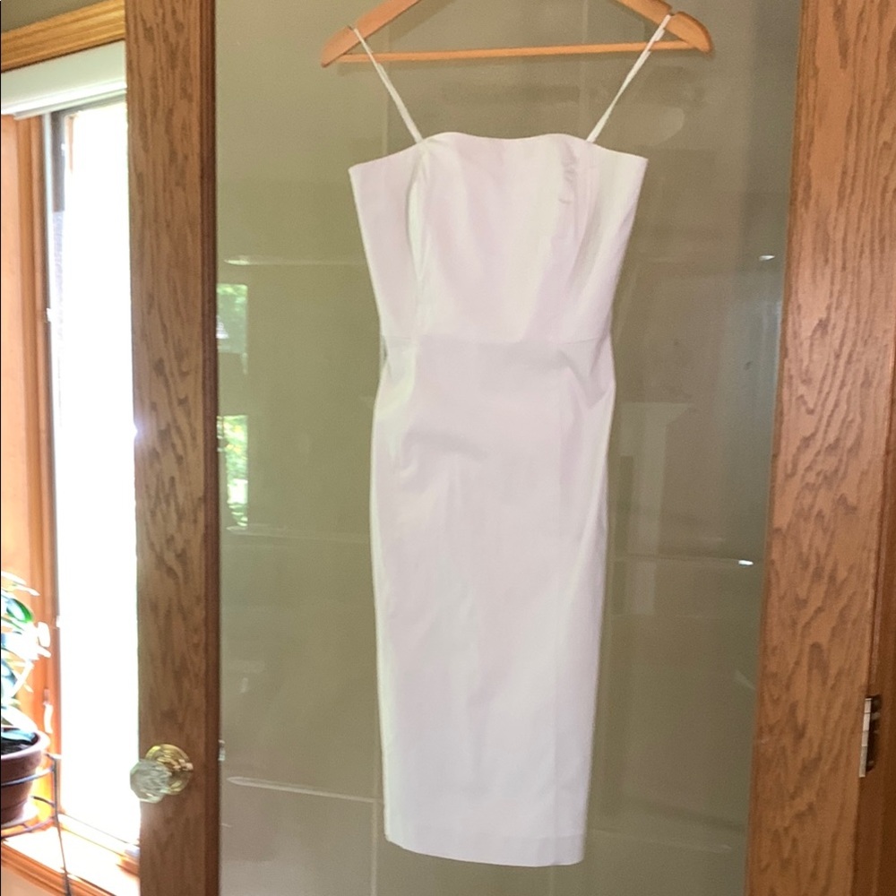Ann Taylor White Sheath Spaghetti Strap Dress